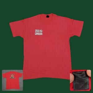 Vtg 90s Union Originals Rattlesnake Pocket Tee Red 2XL